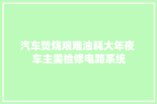 汽车焚烧艰难油耗大年夜 车主需检修电路系统