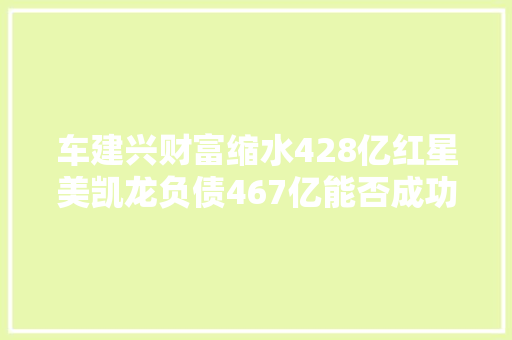 车建兴财富缩水428亿红星美凯龙负债467亿能否成功转型