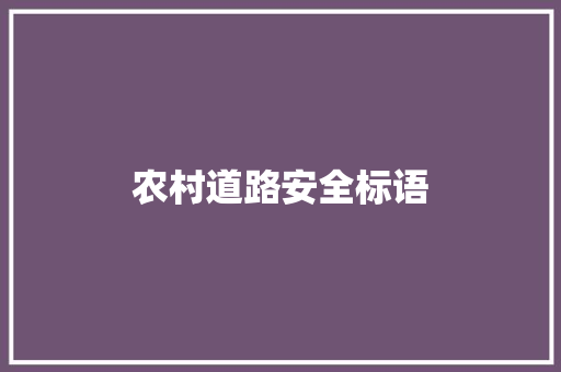 农村道路安全标语