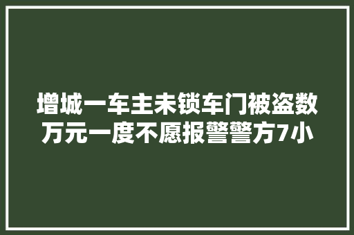 增城一车主未锁车门被盗数万元一度不愿报警警方7小时破案