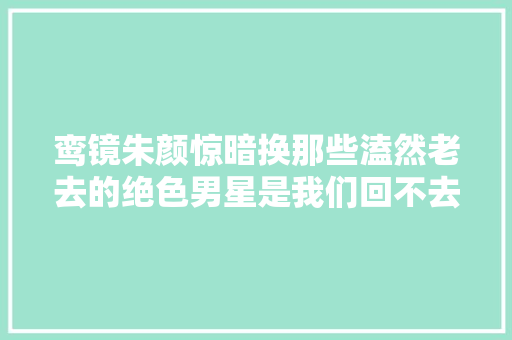 鸾镜朱颜惊暗换那些溘然老去的绝色男星是我们回不去的青春