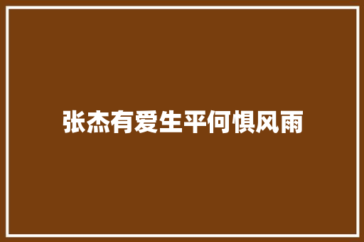 张杰有爱生平何惧风雨