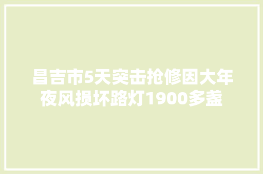 昌吉市5天突击抢修因大年夜风损坏路灯1900多盏