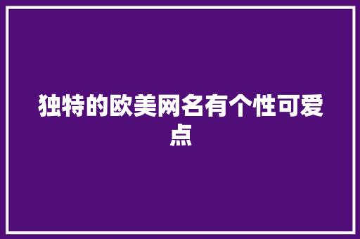 独特的欧美网名有个性可爱点