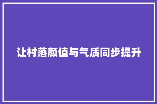 让村落颜值与气质同步提升