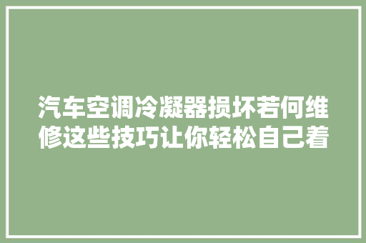 汽车空调冷凝器损坏若何维修这些技巧让你轻松自己着手