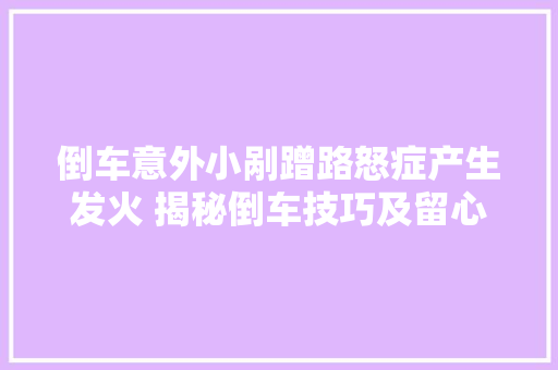 倒车意外小剐蹭路怒症产生发火 揭秘倒车技巧及留心事项