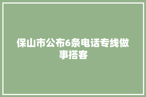保山市公布6条电话专线做事搭客