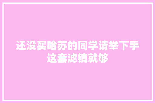 还没买哈苏的同学请举下手这套滤镜就够