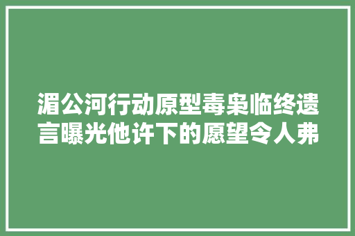 湄公河行动原型毒枭临终遗言曝光他许下的愿望令人弗成思议