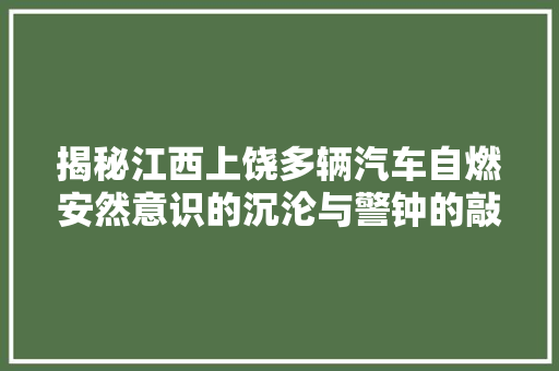 揭秘江西上饶多辆汽车自燃安然意识的沉沦与警钟的敲响