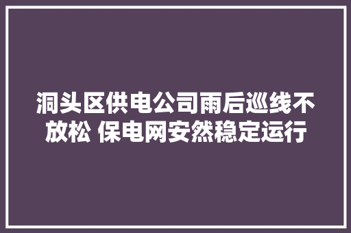 洞头区供电公司雨后巡线不放松 保电网安然稳定运行