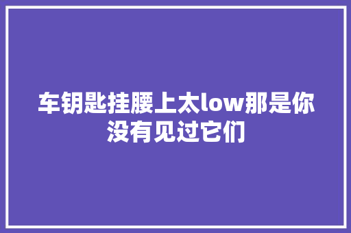 车钥匙挂腰上太low那是你没有见过它们