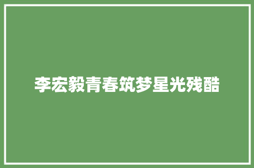 李宏毅青春筑梦星光残酷
