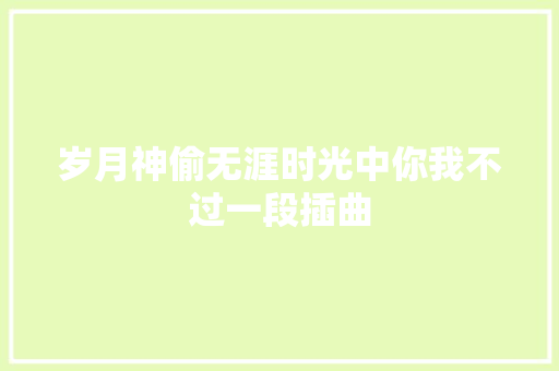 岁月神偷无涯时光中你我不过一段插曲