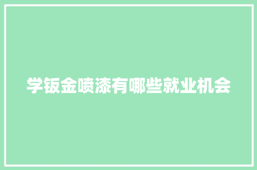 学钣金喷漆有哪些就业机会