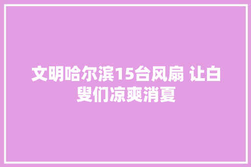 文明哈尔滨15台风扇 让白叟们凉爽消夏