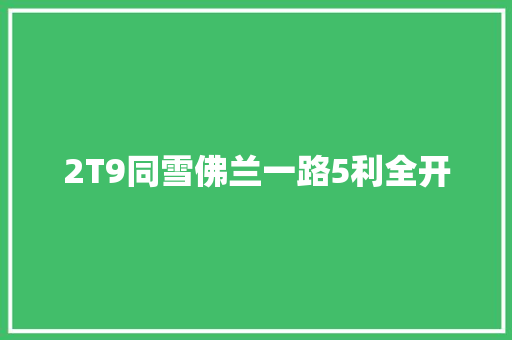 2T9同雪佛兰一路5利全开