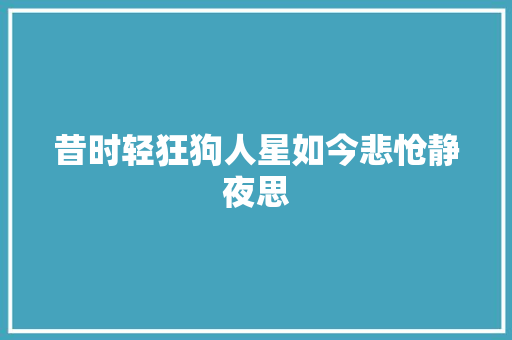 昔时轻狂狗人星如今悲怆静夜思