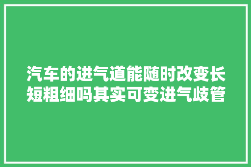 汽车的进气道能随时改变长短粗细吗其实可变进气歧管很多车都有