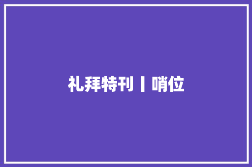礼拜特刊丨哨位