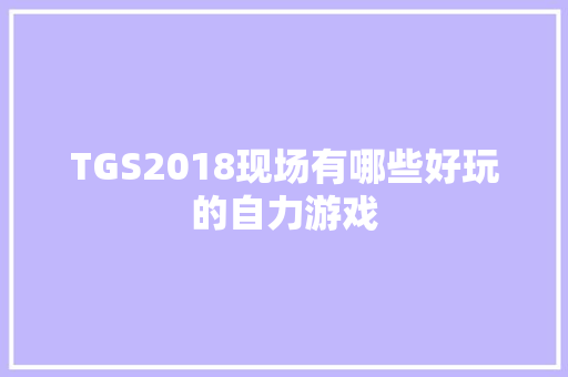 TGS2018现场有哪些好玩的自力游戏