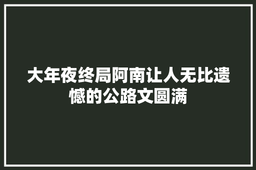 大年夜终局阿南让人无比遗憾的公路文圆满