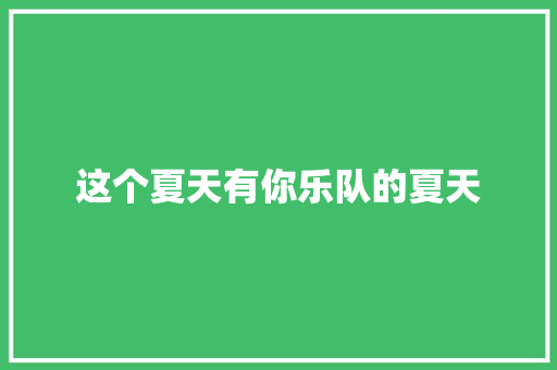 这个夏天有你乐队的夏天