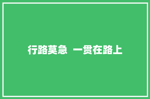 行路莫急  一贯在路上