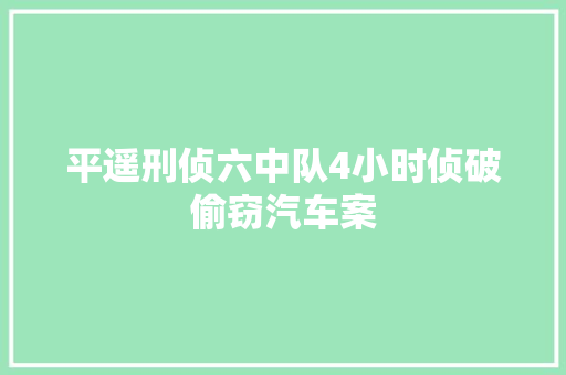 平遥刑侦六中队4小时侦破偷窃汽车案