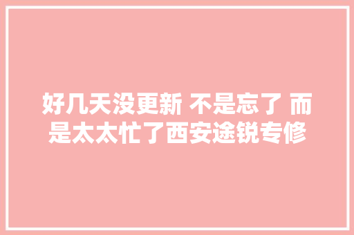好几天没更新 不是忘了 而是太太忙了西安途锐专修