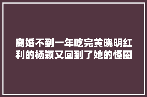离婚不到一年吃完黄晓明红利的杨颖又回到了她的怪圈