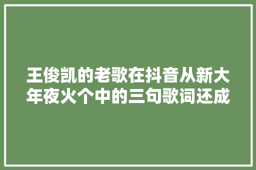 王俊凯的老歌在抖音从新大年夜火个中的三句歌词还成了网友的签名