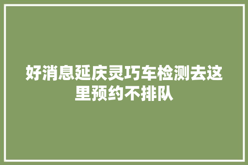 好消息延庆灵巧车检测去这里预约不排队