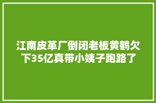 江南皮革厂倒闭老板黄鹤欠下35亿真带小姨子跑路了