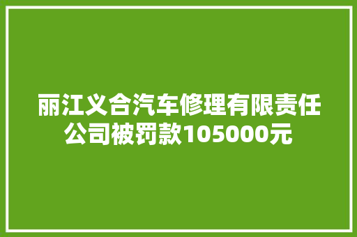 丽江义合汽车修理有限责任公司被罚款105000元