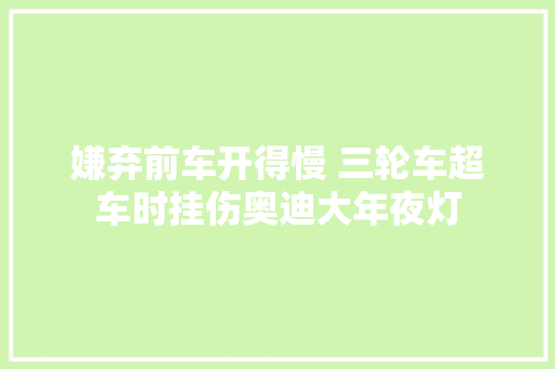 嫌弃前车开得慢 三轮车超车时挂伤奥迪大年夜灯
