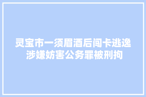 灵宝市一须眉酒后闯卡逃逸 涉嫌妨害公务罪被刑拘