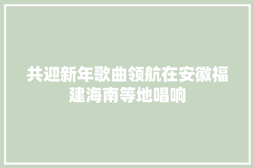 共迎新年歌曲领航在安徽福建海南等地唱响