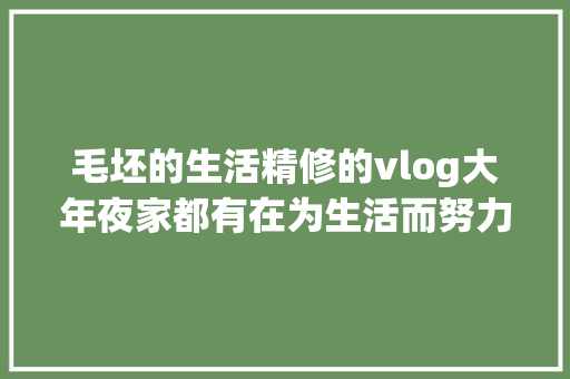 毛坯的生活精修的vlog大年夜家都有在为生活而努力的奋斗