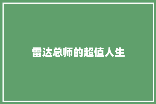 雷达总师的超值人生