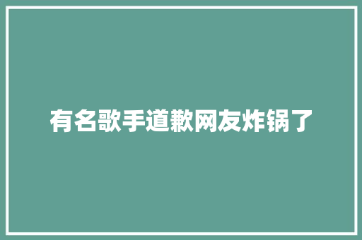 有名歌手道歉网友炸锅了