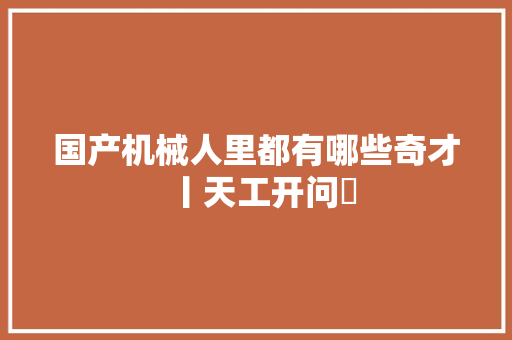 国产机械人里都有哪些奇才丨天工开问㉜