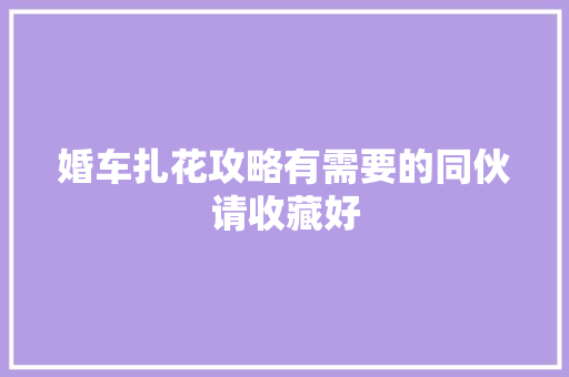 婚车扎花攻略有需要的同伙请收藏好