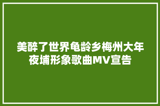 美醉了世界龟龄乡梅州大年夜埔形象歌曲MV宣告