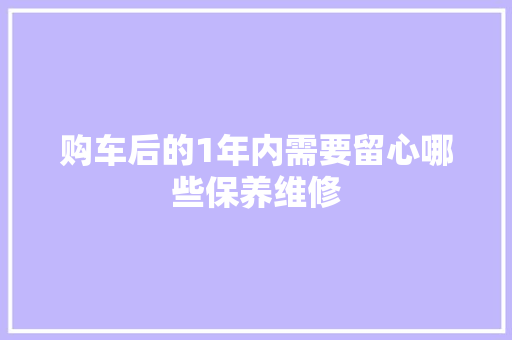 购车后的1年内需要留心哪些保养维修