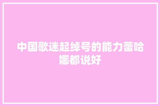 中国歌迷起绰号的能力蕾哈娜都说好