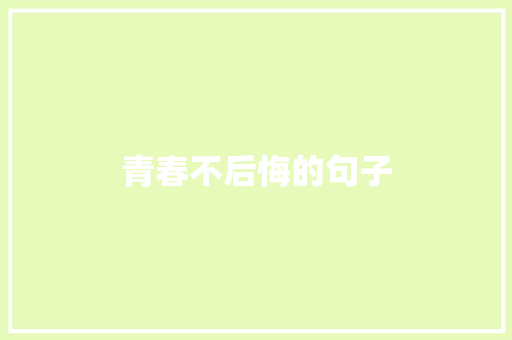 青春不后悔的句子