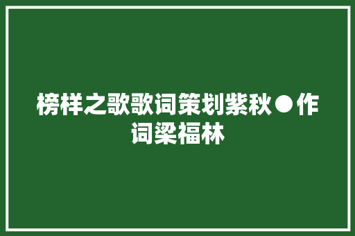 榜样之歌歌词策划紫秋●作词梁福林