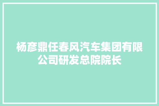 杨彦鼎任春风汽车集团有限公司研发总院院长
